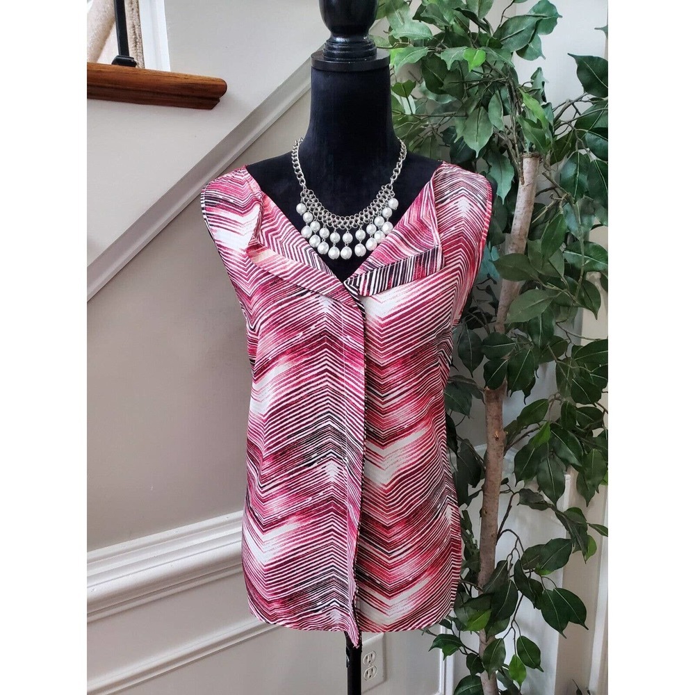 Worthington Petite Women's Multicolor Polyester V-Neck Sleeveless Top Blouse PXL